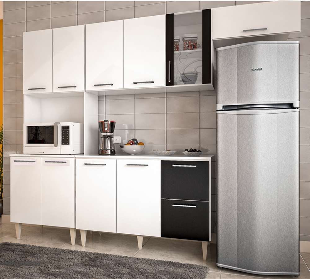 Cozinha Compacta Milla Com Balc O Branco Preto Milani Movelaria Cozinha Compacta Milla Com Balc O Branco Preto Milani Movelaria
